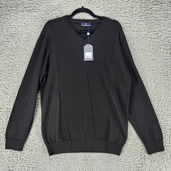 Luchiano Visconti Sweater Mens XL Black Long Sleeve V Neck Pullover *NWT* - Picture 1 of 10